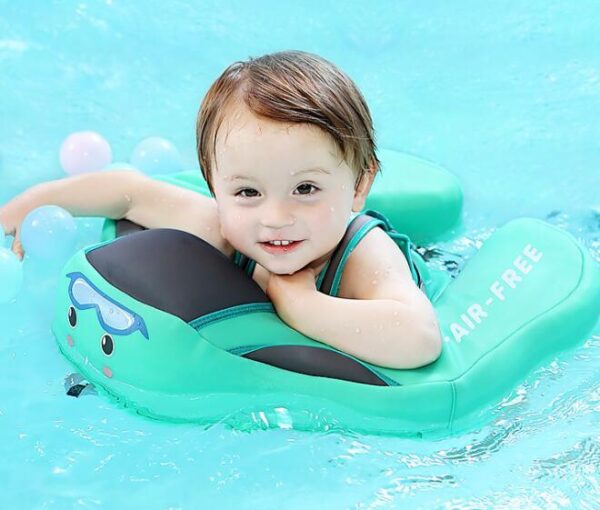 Baby Float with Canopy Non Inflatable Mambobaby Float Pool Floats, Sun Protection Baby Swimming Float Add Tail Avoid Flip Over Swim Trainer for Infants - Image 3