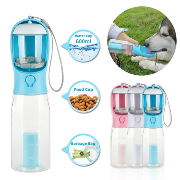 Portable Cat, Dog Water Bottle, Food Feeder, Drinker Poop Dispenser, 3 In 1 Leak-proof Multifunctional Dog Water Bottle Pet Products