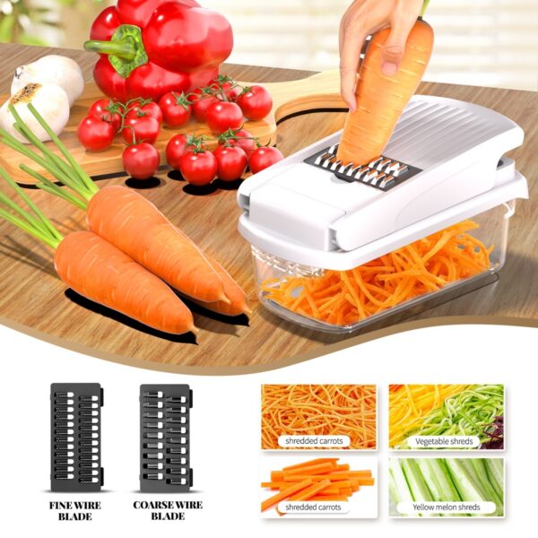 15-in-1 Household Multi-function Vegetable Chopper, Onion Mincer, Cutter, Dicer, Egg Slicer with Container, French Fry Cutter Potato Slicer, Home Essentials & Kitchen Gadgets, Salad Chopper - Image 10